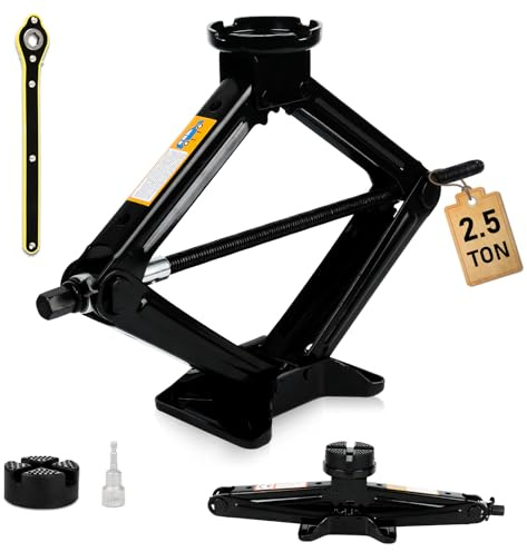 SROCHN Scissor Jack Kit 2.5 Ton, Universal Car Jack Kit with Hex Wrench, Maximum Height Up to 43cm, Portable Jack Set for Car, SUV, MPV