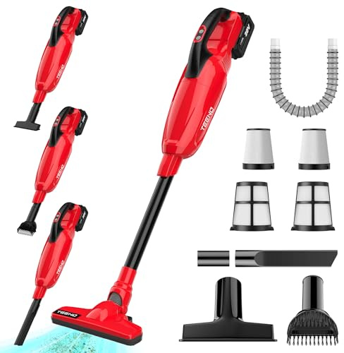 TEENO Aspirateur sans Fil Léger et Silencieux, 2-en-1 Sec/Humide, Parfait pour Poils d'animaux, Batterie Amovible 20V, HEPA, 1.83m³/Min, 800ml, Design Compact
