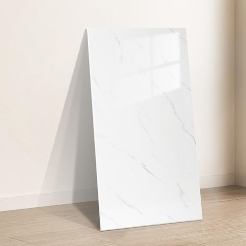 Takezuaa 30 Stück Klebefliesen Küche Marmor 60x30cm, Küchen Fliesenaufkleber Weiß, Wandpaneele Selbstklebend für Küchenrückwand Bad Wohnzimmer Wandfliesen