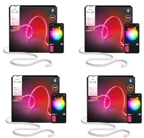 Philips Hue Bundle – 4x 10m Indoor Indirekter LED-Lichtstreifen | Intelligente Ambientebeleuchtung, App- & Sprachsteuerung, Kompatibel mit Alexa, Google Home & Apple HomeKit