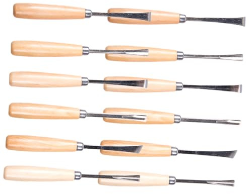 SHINEOFI Kit de Ciseaux à Sculpter en Acier 12pcs Outils de Travail du Bois pour Détails et Gravure en Bois Artisanales