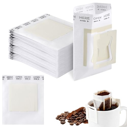Honosen 50 Pcs Disposable Coffee Filter Papers, Hanging Ear Drip Coffee Bag for Most Cups, Portable Single Serve Coffee Filters, Ideal for Home, Office, Travel & Camping