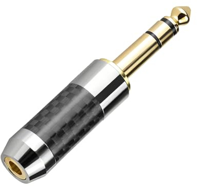 okcsc 6.35mm to 4.4mm Audio Adapter, High-Fidelity Sound Converter，24K Gold-Plated Copper Plug with Carbon Fiber & Chrome Shell, Compatible with Guitars/Microphones/Mixers/Amplifiers/Headphones
