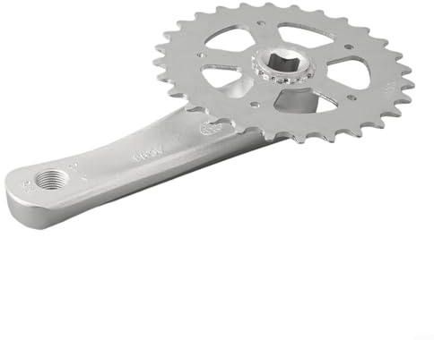 Honseadek Guarnitura per bicicletta a velocità singola in lega di alluminio per biciclette per bambini, 25T/28T Square Taper Set di manovelle per movimento centrale, 102 mm/114 mm (28T 114 mm opaco)