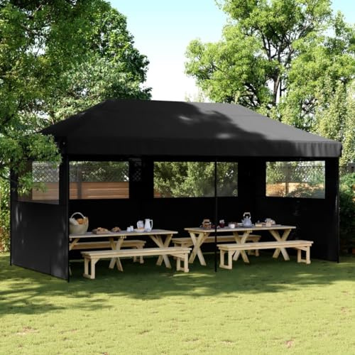 Nqyjm Tonnelle de Jardin Extérieur Tente de Réception Pliable Escamotable 3 Parois Latérales Noir, Pavillon Chapiteau pour Mariage, Fêtes, Camping Model 1