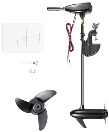 MIUKYUI 55 lbs Elektrischer Außenbordmotor 12V 1.2 PS mit reinem Kupfermotor 5 Vorwärts-3 Rückwärtsgänge für Schlauchboot Fischerboot für 6-8 Personen Schlauchboot