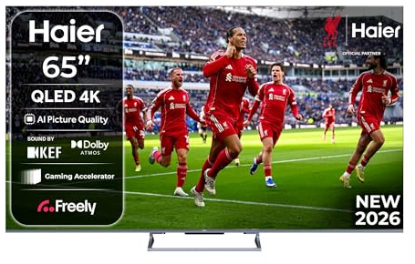 Haier S90GUF 65 QLED Smart TV with Fire TV, Freely, AI Picture Quality, Sound by KEF, Dolby Atmos, MEMC, Gaming Accelerator, Bluetooth, HDMI 2.1