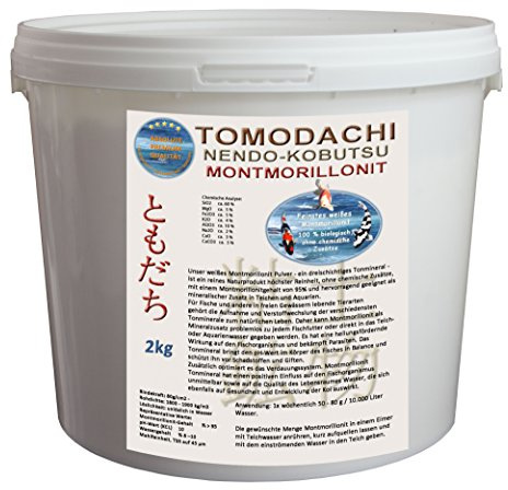 Teichmineral weißes Montmorillonit - feines Tonmineral Bentonit weiß Mineralien Spurenelemente Koiteich Aquarium pflegt und reinigt Haut und Schuppen der Fische brilliante Farben der Koi 2kg