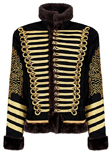 Ro Rox Herren Jimi Hendrix Gold Husar Parade Jacke Faux Pelz