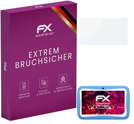 atFoliX Glasfolie kompatibel mit Padgene 7 Zoll Kinder Tablet Displayfolie, 9H Hybrid-Glass FX Schutzpanzer Folie
