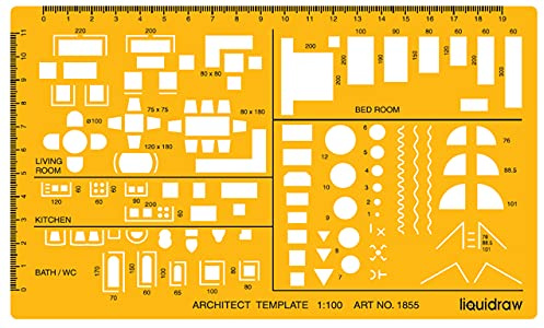 Liquidraw 1:100 skala arkitektonisk våg linjal ritningsmall schablon arkitektur teknisk design för arkitektur möbler symboler för husinredning golvplan