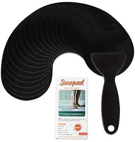 Secopad - Adesivi Antiscivolo per Vasche da Bagno e Docce, Motivo: Piedi (Nero)