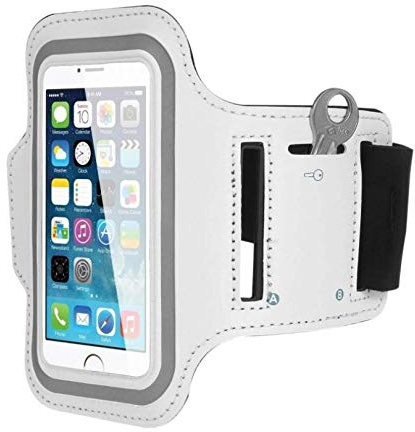White Running Armband for iPod Touch 6 - Sports Gym Workout Case Cover Band Compatible with iPod Touch 6