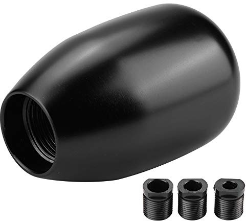 Qiilu Schaltknauf, Metallauto 5-Gang Schalthebel Schalthebelhebel mit 3 Adaptern 8/10/12 mm(schwarz)