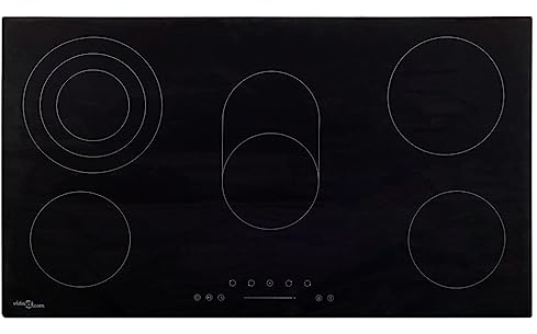vidaXL Ceramic Hob with 5 Burners Touch Control Electric Safe Dining Cooker Built-in Domino Hob Kitchen Appliance Home 77 cm 8500 W