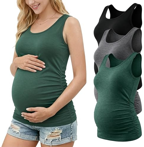 Love2Mi 3er Pack Damen Umstandstop Umstandsmode Schwangerschafts Top