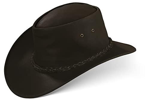 Black Forest Fox® Melbourne Western Cowboy Leder Wickel Hut Flex-Hat in (Brown, XL)