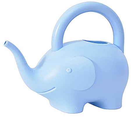 SFTYUFS Elefanten-Gießkanne, 1 L, Kleine Kunststoff-Gießkanne, Leicht, Niedlich, Für Drinnen und Draußen, Gartenpflanzen, Kinder, Neuheit, Tier-Design, Blau