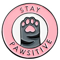 Stay Pawsitive Broche en émail Motif patte de chat Rose Cowboy Broches en métal pour femme Pin's Metalicos Brosche Accessoires, Acier allié
