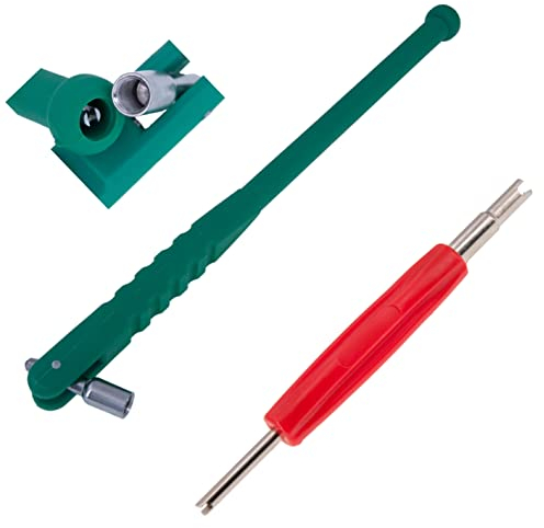 levando Reifenwerkzeug-Set mit 2X Ventilschrauber - Reifenventilentferner in Rot, 2-seitig verwendbar und Reifenventilentferner in Grün, ideal als Reifenwechsel-Set zur Reifenmontage