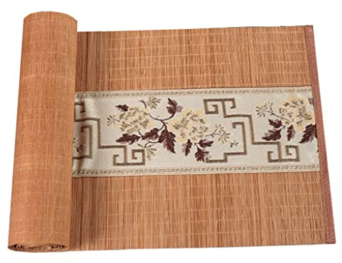 ANWUYANG 1pcs Bambusmatten Tee Tablett Matte, Chinesische Tee -Zeremonie Teebisch -Einstellung Tee Set Matte, Zen Tischflagge (Color : Beige Cloth, Size : 30x180cm)