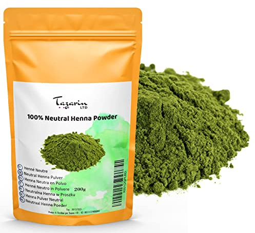 200g Neutrales Henna Pulver - Henna Neutral für Haar Reinigend Regulierend Verleiht Volumen Stärkend - Cassia Obovata - Feines Pulver, 100% Natürlich, Rein und Ohne Zusatzstoffe | Tazarin Ltd