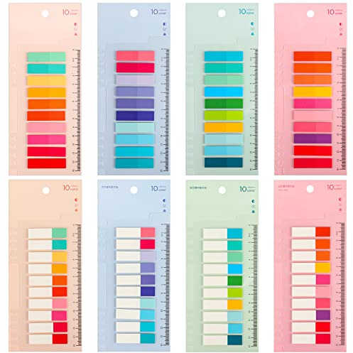1600 Stück Haftnotizen, Sticky Notes Aesthetic Klebezettel Pastell Haftmarker Tabs Selbstklebend Haftstreifen mit Lineal für Büro Schule Seitenmarkierung