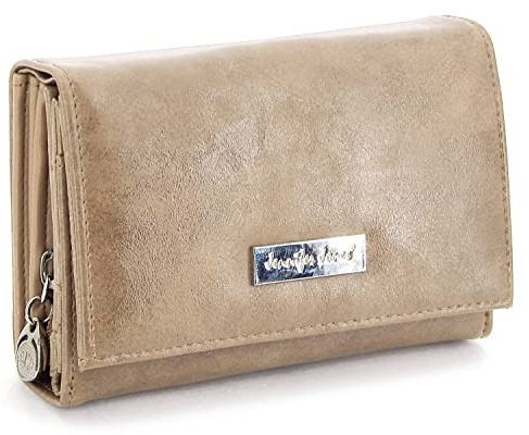 ekavale Damen Geldbörse viele Fächer, Damen Portemonnaie aus Kunstleder, Geldbeutel für Frauen (Beige)