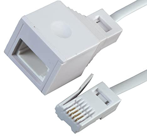 BT Telephone Extension Cable 20m - Relloh White Male to Female Easy Install Extension Cable Stable Signal For BT Landline Home Office Fax Modem