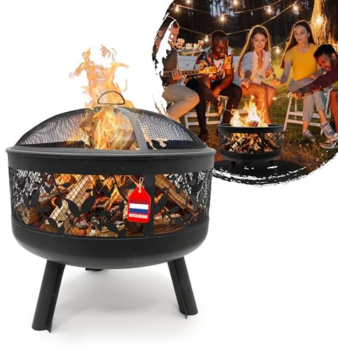 HEAT Outdoor Living Feuerkorb Alna - Feuerschalen für den Garten - Feuerstelle Outdoor & Feuertonne - Feuerschale aus Lackierter Stahl - Feuerkorb für den Garten - 60x60x35cm - Schwarz