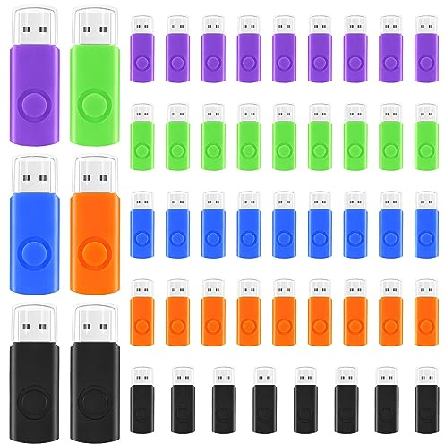 Kanayu Lot de 50 clés USB 2.0 de 2 Go - Petite clé USB portable à mémoire rapide pour ordinateur portable, tablette, PC, TV, voiture - Pour stockage et sauvegarde de données externes (coloré)