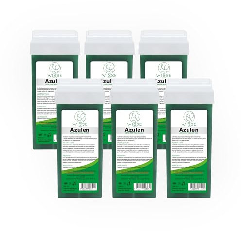 Wisse Make Up Roll on Wax Cartridge for Hair Removal, Hair Removal Roll-On, Wax Cartridge Roller for Legs and Arms, Depilatory Wax, Set of 6 Refill x 100ml (Azulen)