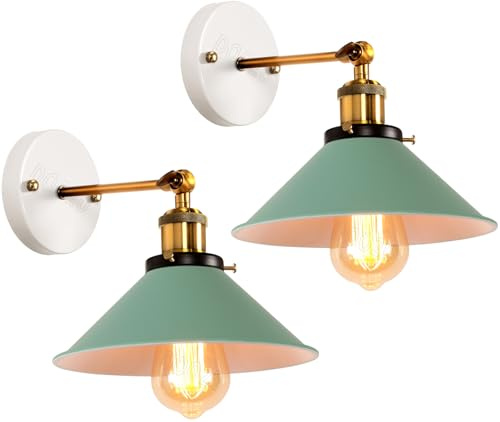 PETITES ECREVISSES 2 Piezas Apliques de Pared Interior E27 Lámpara Pared Industrial Retro Luz de Pared Ajustable Iluminación Metal Diseño para Dormitorio Pasillo Cocina(Aplique - 2 piezas)