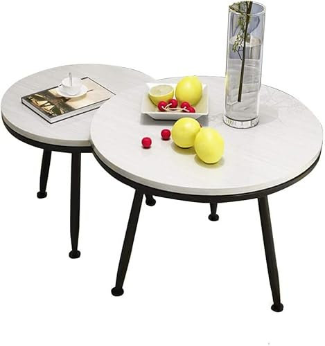 Satztisch, runder Tisch, 2er-Set, Beistelltisch, Couchtisch, Nachttisch für Zuhause, Wohnzimmer, Schlafzimmer, Balkon, 23 × 18 Zoll/15 × 15 Zoll (Farbe: B)