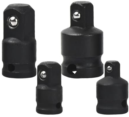 4 Stück Schlagadapter, Stecknuss Adapter - 1/4 auf 3/8, 3/8 auf 1/4, 3/8 auf 1/2, 1/2 auf 3/8, Stecknuss Adapter Steckschlüssel, Stecknussadapter Set für Schlagschrauber, Bohrer, Knarren