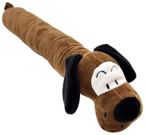 Burlete para puertas – 90 cm tope de viento para parte inferior de puerta – Cojín decorativo – Burlete para puertas (perro marrón)