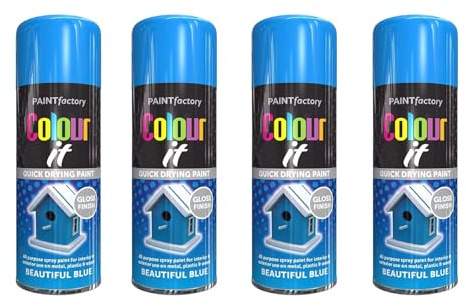 SDMAX Blue Gloss Aerosol Spray Paint, Durable & Gloss Finish, Non-Cracking, Quick-Drying, Easy To Use, Lightweight And Portable, Interior & Exterior Use, 250ml (4PCS)