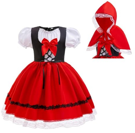 Lito Angels Disfraz de Vestido Caperucita Roja con Capa con Chica de Caperucita Roja para Niñas Talla 12-13 años, Rojo