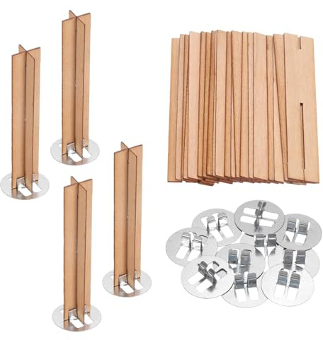 sourcing map Set di 10 stoppini per candele in legno, 1,5 x 7,6 cm, stoppini in legno naturale con supporto a forma di croce, per candele fai da te, fatte a mano, con suono cracklé, fiamma