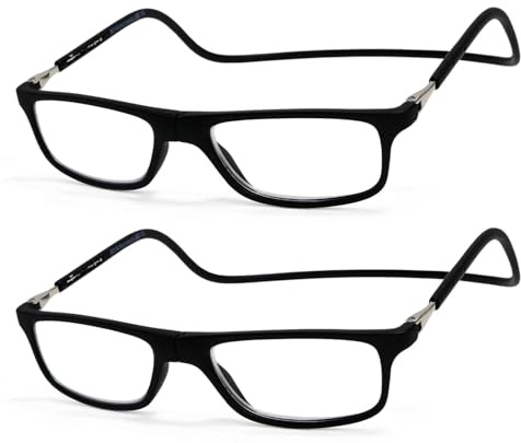 NEW VISION Lesebrille mit Magnetverschluss 2 pack, Lesebrillen, Bequem Magnetverschluss Vorne, Reading Glasses NV2904, Lesehilfe für Damen Herren (2SCHWARZC6, 3.5, x)