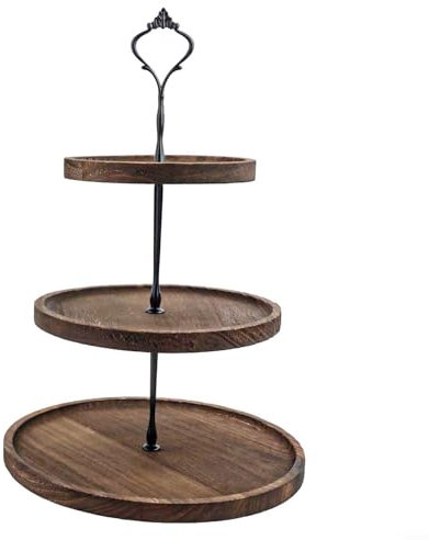 Soporte decorativo para tartas de madera de 3 pisos, soporte para tartas, postres, bandeja de servir de madera para cupcakes, tartas mez, (B)