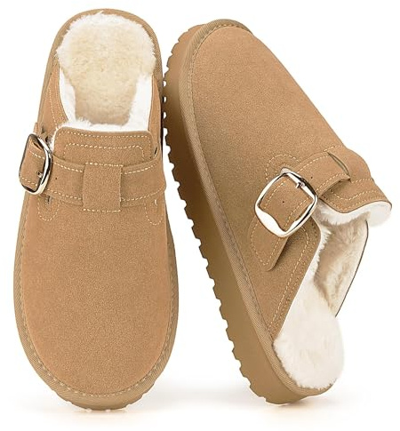 Mishansha Chaussons Homme Femme Pantoufles Hiver Chaud Sabots Khaki 42