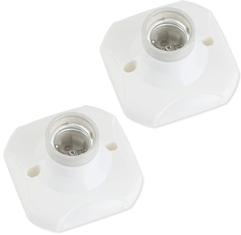 Jiyeo 2 Pcs E27 Light Bulb Socket Holder ES Lamp Holder Base Ceramic Ceiling Light Fitting for Edison Screw Wall Socket for LED Lighting Energy DIY Saving Lamps Bulb, AC 220-250V