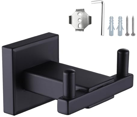 DONGKER Ganci Portasciugamani in Acciaio Inox, Gancio Doppio Appendiabiti da Parete con Fissaggio a Vite, Appendi Accappatoio Bagno per Cucina, Camera da Letto, Vestiti, Chiavi, Cappelli