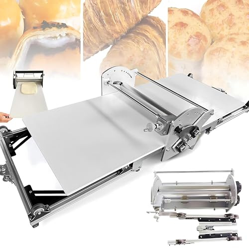 Dfdieratve Laminoir à Pâte Électrique Professionnel, Machine à Pâte Feuilletée, avec Niveaux D'épaisseur Réglable 2-30CM, pour Croissants, Pizza & Pâtes, Surface Antiadhésive en PP Alimentaire