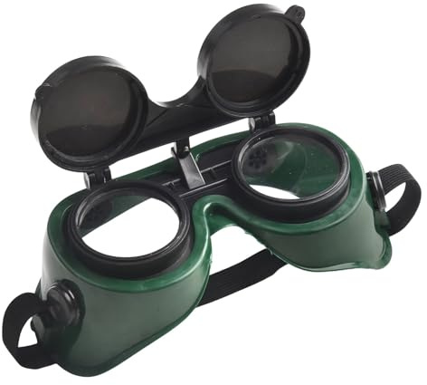 Lecreatekit Lunettes de soudage anti-reflets avec design rabattable, verres anti-UV, monture en PVC, 19 x 7 cm, pour découpe, meulage et soudure