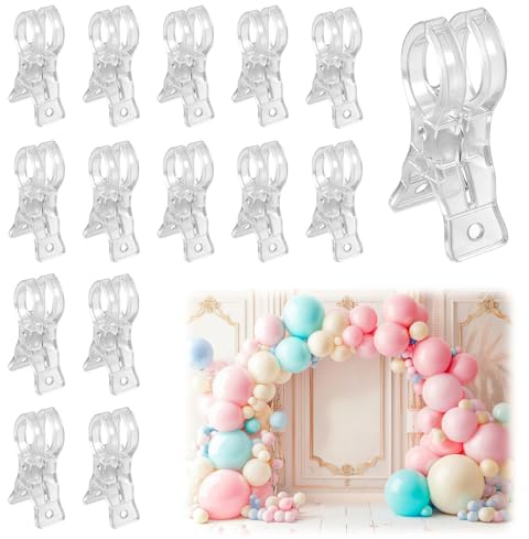 Balloon Arch Clips 15 Pcs Transparent Large Balloon Clips for Arch Spring Clamps for Birthday Wedding DIY Backdrop Stand