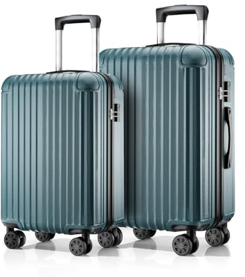 ABISTAB Voyager Kofferset 2-teilig S+M, Hartschalenkoffer mit 4 Rollen, Handgepäck & mittelgroßer Reisekoffer, Trolley Set für Business & Urlaub, Dunkelgrün