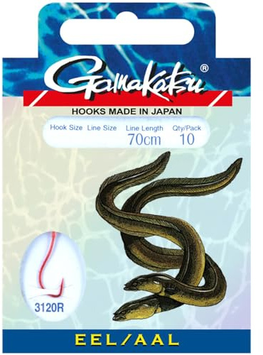 Gamakatsu Hook 3120R EEL 70cm rot - 10 gebundene Aalhaken