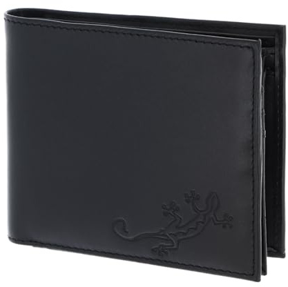 Oxmox Leder Geldbörse Leather Querscheinbörse Lizard Embossed Black schwarz